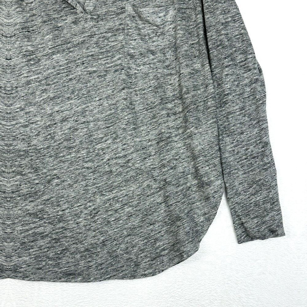 Banana Republic V Neck Linen Pullover Top Womens Large Grey Long Sleeve Pocket - Picture 5 of 12